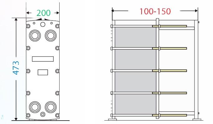 Габаритные размеры пластинчатого теплообменника Анвитэк A1S